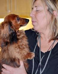 daria and her long haired Dachshund 